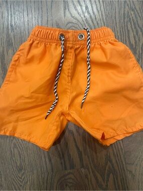 Bright Orange Drawstring Swim Shorts
